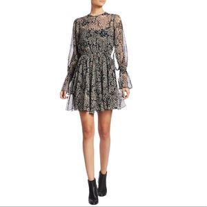 Joie Manning Sheer Paisley Popover Flare Dress